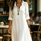 🌸 ¡TIEMPO LIMITADO 50% DE DESCUENTO! 💥 Vestido bohemio con volantes y escote en V – Sileta fluida, mangas remangadas, ligero ✨