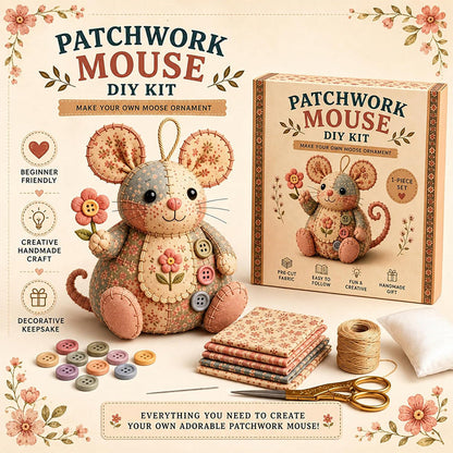 ⏳OFERTA POR TIEMPO LIMITADO 50% DE DESCUENTO🐭🧵 Kit para hacer un ratón patchwork