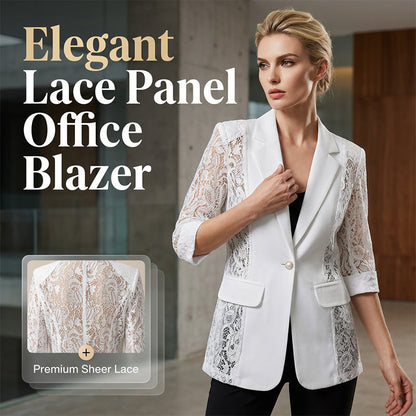 Blazer de Encaje Blanco – Corte Ajustado, Manga 3/4, Transición Elegante