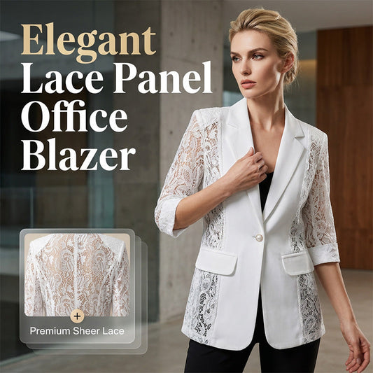 Blazer de Encaje Blanco – Corte Ajustado, Manga 3/4, Transición Elegante