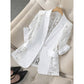 Blazer de Encaje Blanco – Corte Ajustado, Manga 3/4, Transición Elegante