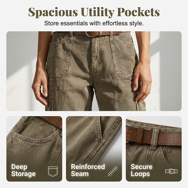 👖 ¡AHORA CON UN 50 % DE DESCUENTO! 🌿 Pantalones capri cargo informales de corte holgado para mujer: amplios bolsillos funcionales, tejido transpirable y corte holgado. Comodidad para el día a día, perfectos para el buen tiempo. ✨