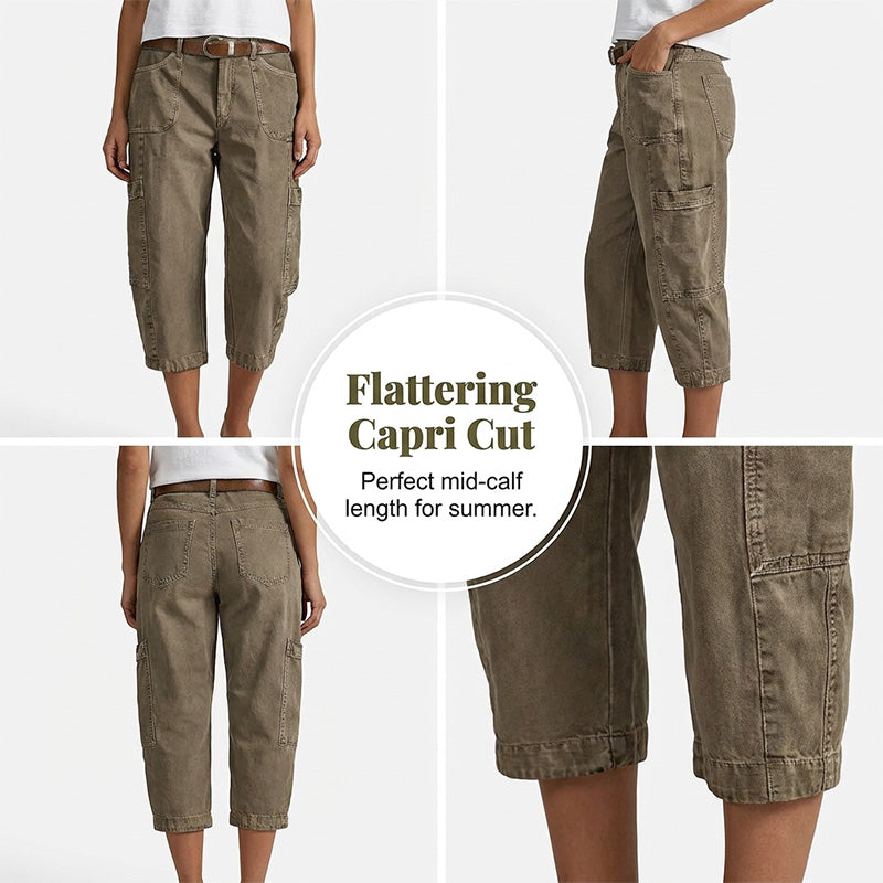 👖 ¡AHORA CON UN 50 % DE DESCUENTO! 🌿 Pantalones capri cargo informales de corte holgado para mujer: amplios bolsillos funcionales, tejido transpirable y corte holgado. Comodidad para el día a día, perfectos para el buen tiempo. ✨