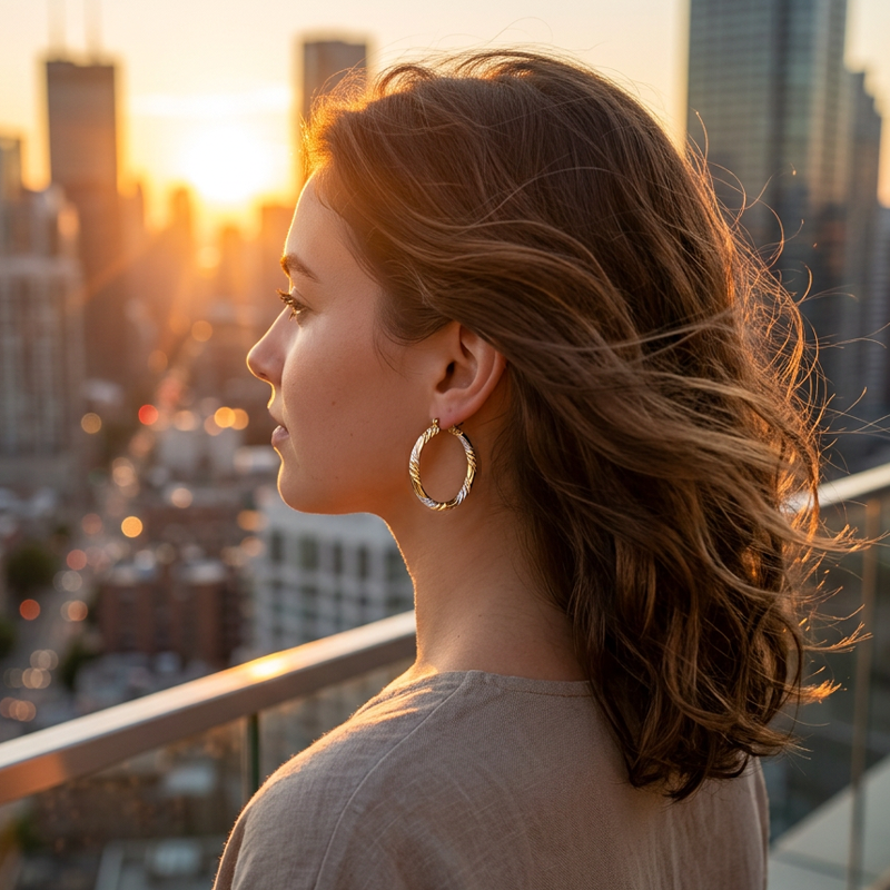Pendientes de Aro Retorcido Elegantes para Mujer