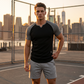 Camiseta Deportiva para Hombre de Manga Raglán con Muesca en V