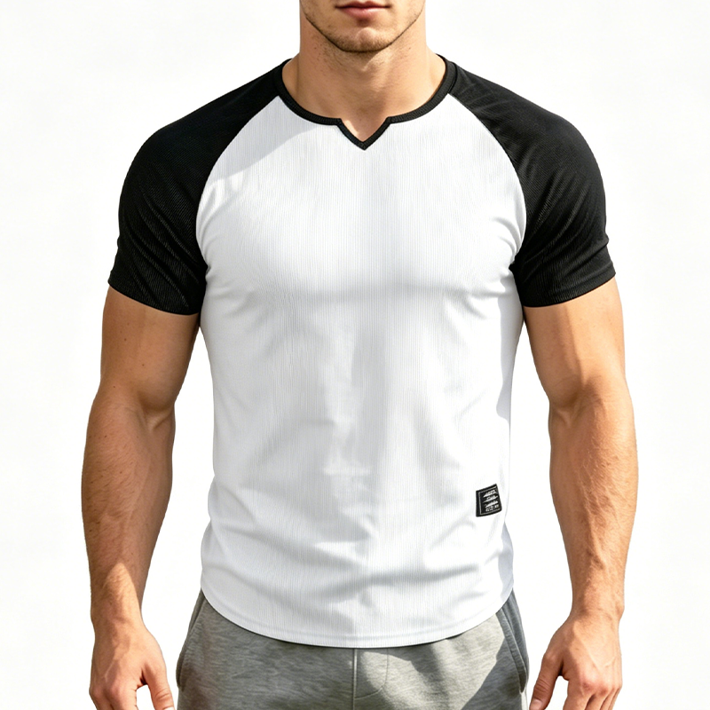 Camiseta Deportiva para Hombre de Manga Raglán con Muesca en V