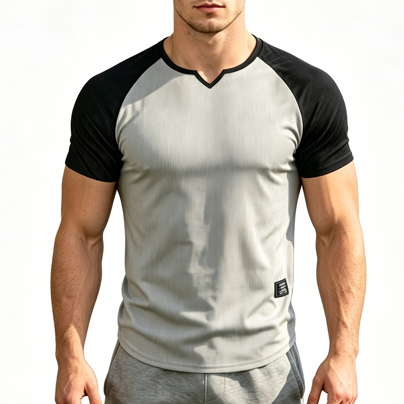 Camiseta Deportiva para Hombre de Manga Raglán con Muesca en V