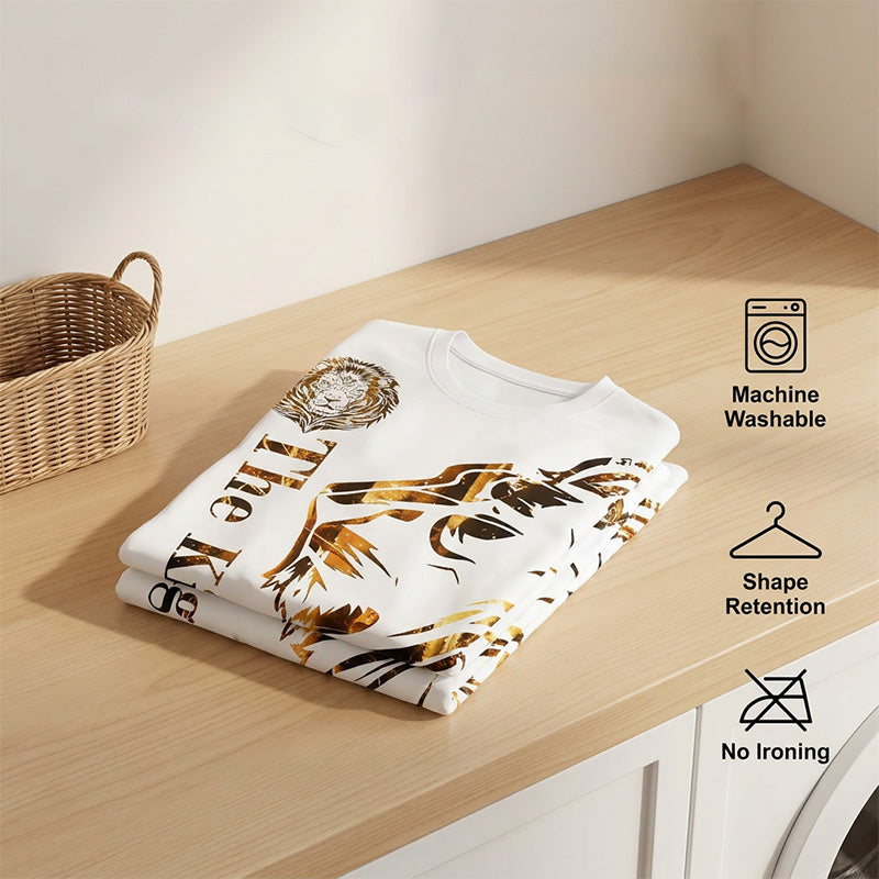 🦁 ¡50% DE DESCUENTO POR TIEMPO LIMITADO! ✨ Conjunto Gráfico de León para Hombre – Atrevido, Transpirable, Estilo Urbano Cool 😎