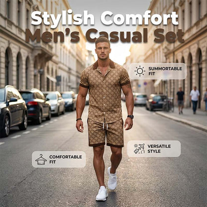 Conjunto de Verano de 2 Piezas Estampado para Hombre