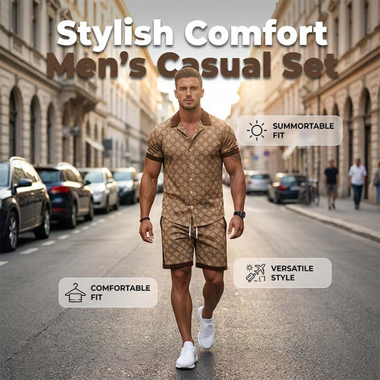 Conjunto de Verano de 2 Piezas Estampado para Hombre