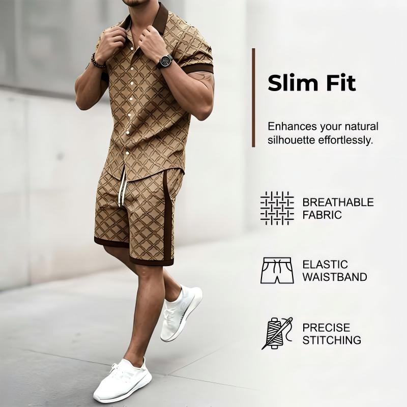 Conjunto de Verano de 2 Piezas Estampado para Hombre