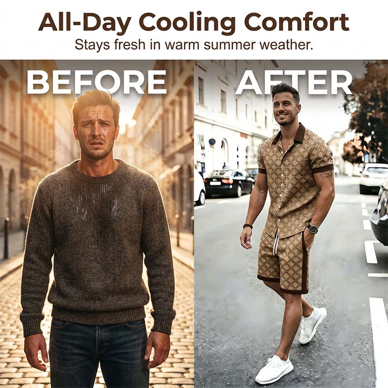 Conjunto de Verano de 2 Piezas Estampado para Hombre
