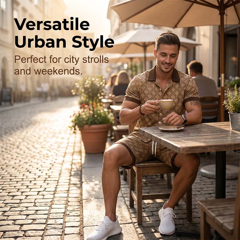 Conjunto de Verano de 2 Piezas Estampado para Hombre