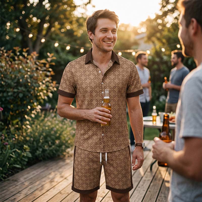 Conjunto de Verano de 2 Piezas Estampado para Hombre