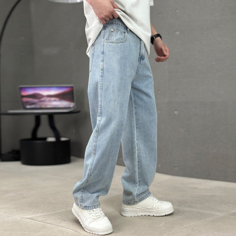 Pantalones de corte suelto y pierna recta para hombre con bolsillos clásicos