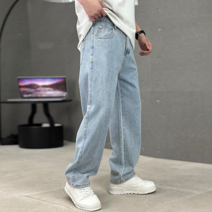 Pantalones de corte suelto y pierna recta para hombre con bolsillos clásicos