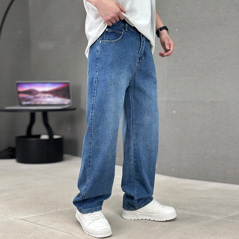 Pantalones de corte suelto y pierna recta para hombre con bolsillos clásicos