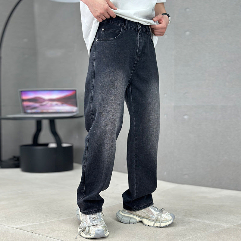 Pantalones de corte suelto y pierna recta para hombre con bolsillos clásicos