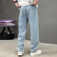 Pantalones de corte suelto y pierna recta para hombre con bolsillos clásicos