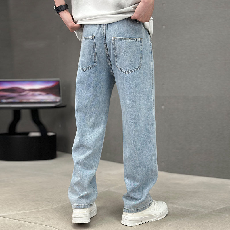 Pantalones de corte suelto y pierna recta para hombre con bolsillos clásicos