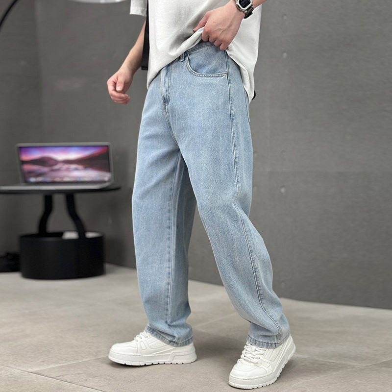 Pantalones de corte suelto y pierna recta para hombre con bolsillos clásicos