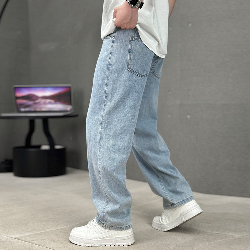 Pantalones de corte suelto y pierna recta para hombre con bolsillos clásicos