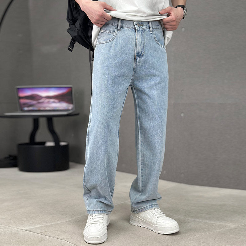 Pantalones de corte suelto y pierna recta para hombre con bolsillos clásicos