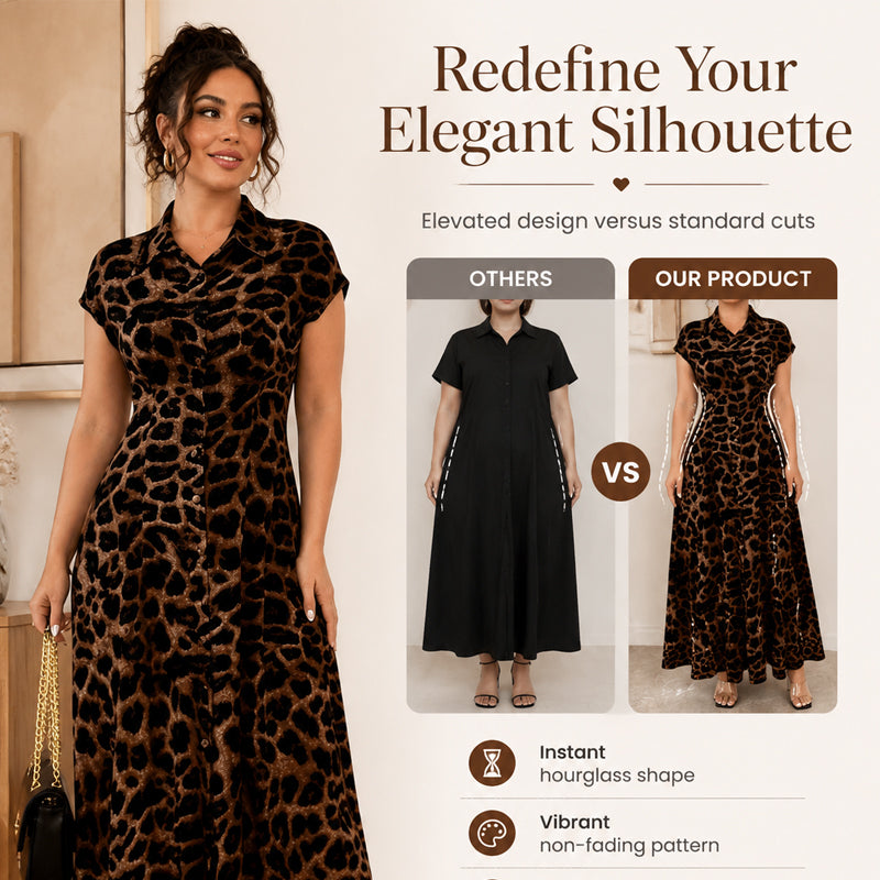 👗 ¡50 % DE DESCUENTO POR TIEMPO LIMITADO! 💥 Elegante vestido de mujer con solapas y estampado de leopardo: un estilo chic, favorecedor y llamativo ✨