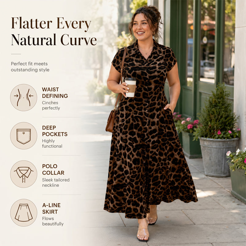 👗 ¡50 % DE DESCUENTO POR TIEMPO LIMITADO! 💥 Elegante vestido de mujer con solapas y estampado de leopardo: un estilo chic, favorecedor y llamativo ✨