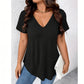 Camiseta casual de manga corta con cuello en V para mujer