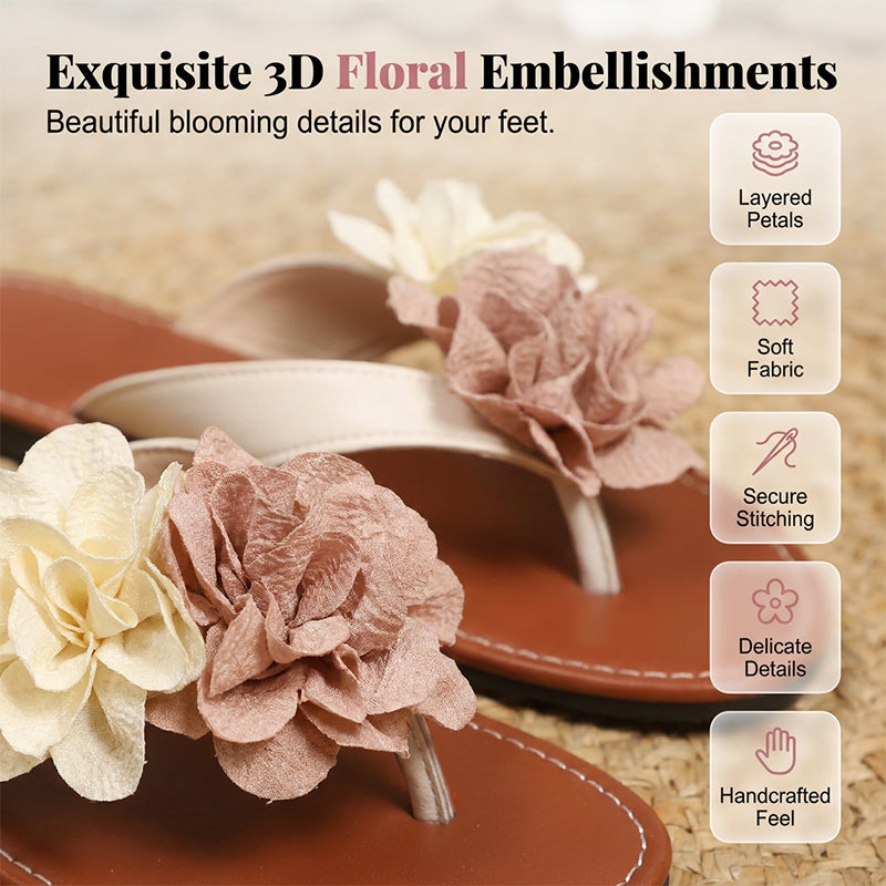 🎁2026 Nuevos Lanzamientos 50% OFF💥 Sandalias Planas con Flores para Mujer – Chanclas Casuales de Playa