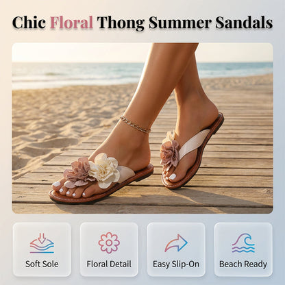🎁2026 Nuevos Lanzamientos 50% OFF💥 Sandalias Planas con Flores para Mujer – Chanclas Casuales de Playa