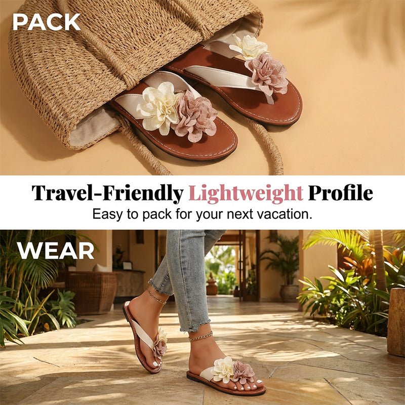 🎁2026 Nuevos Lanzamientos 50% OFF💥 Sandalias Planas con Flores para Mujer – Chanclas Casuales de Playa