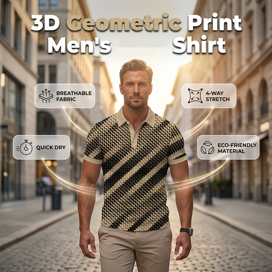 👔 ¡OFERTA LIMITADA 50% OFF! 💥 Camisas con Cuello y Estampado Geométrico para Hombre – Corte Muscular, Transpirable, Resistente a la Decoloración ✨