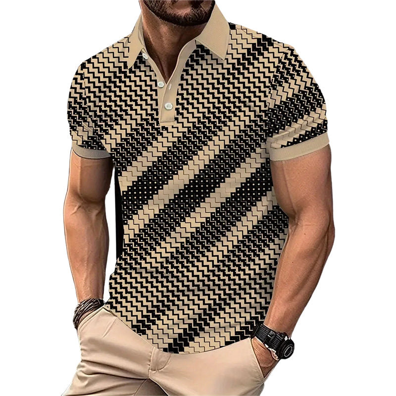 👔 ¡OFERTA LIMITADA 50% OFF! 💥 Camisas con Cuello y Estampado Geométrico para Hombre – Corte Muscular, Transpirable, Resistente a la Decoloración ✨