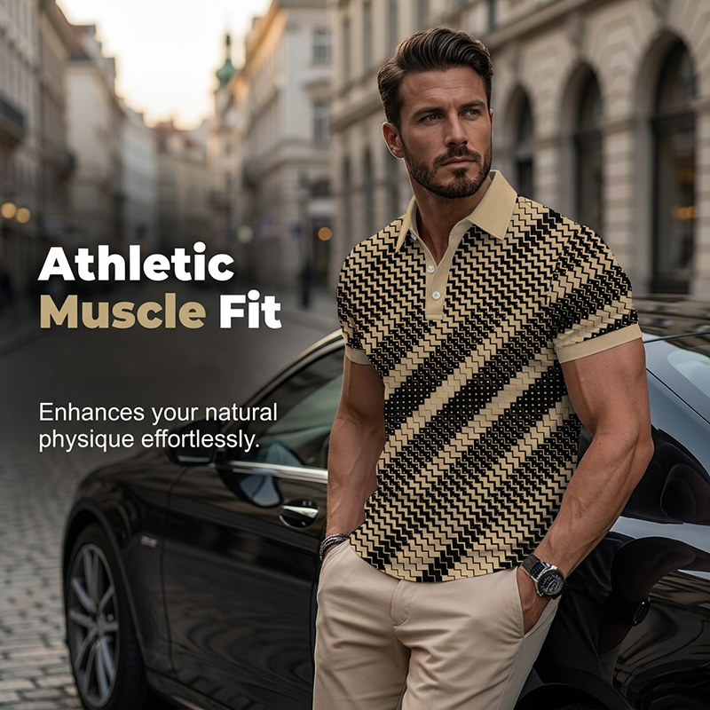 👔 ¡OFERTA LIMITADA 50% OFF! 💥 Camisas con Cuello y Estampado Geométrico para Hombre – Corte Muscular, Transpirable, Resistente a la Decoloración ✨