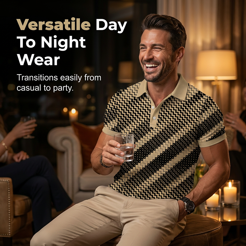 👔 ¡OFERTA LIMITADA 50% OFF! 💥 Camisas con Cuello y Estampado Geométrico para Hombre – Corte Muscular, Transpirable, Resistente a la Decoloración ✨