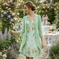 Conjunto de 2 Piezas de Vestido Elegante de Gasa y Cárdigan para Mujer