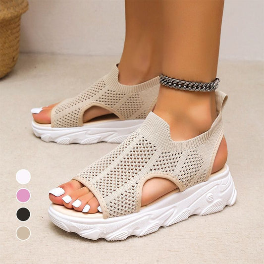 Sandalias de Plataforma de Punto Calado Casuales y Transpirables para Mujer