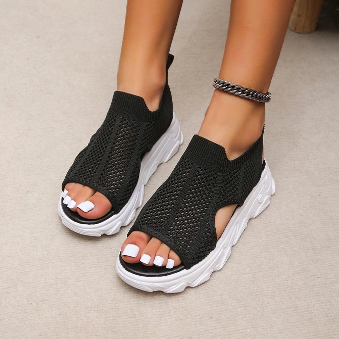 Sandalias de Plataforma de Punto Calado Casuales y Transpirables para Mujer