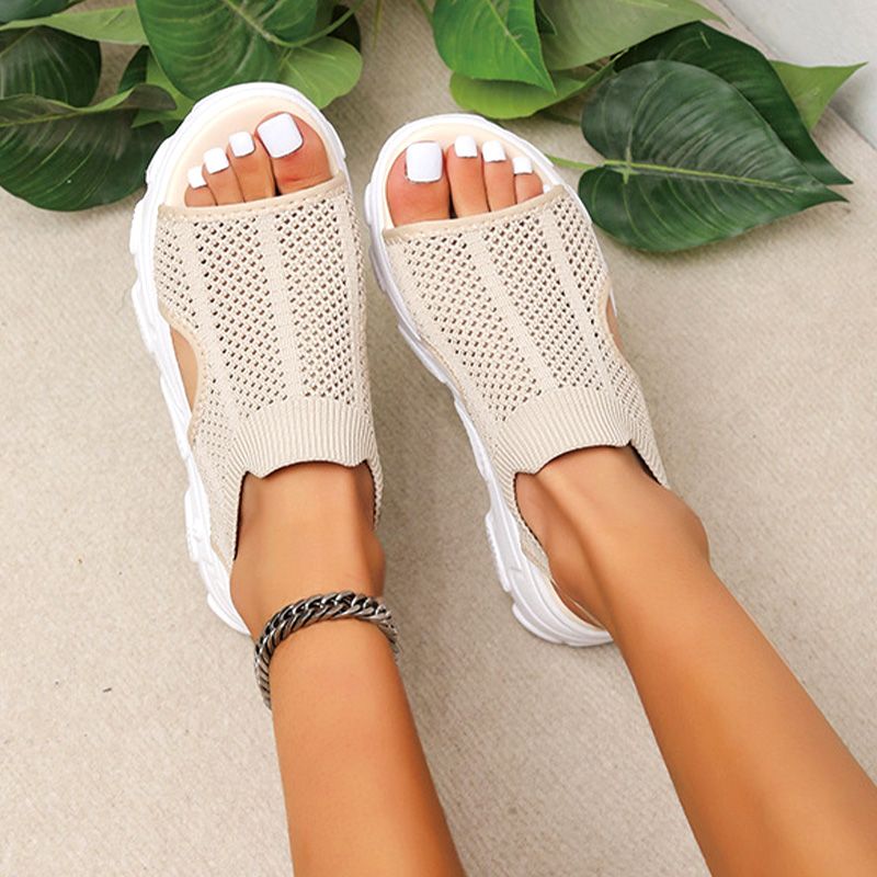 Sandalias de Plataforma de Punto Calado Casuales y Transpirables para Mujer
