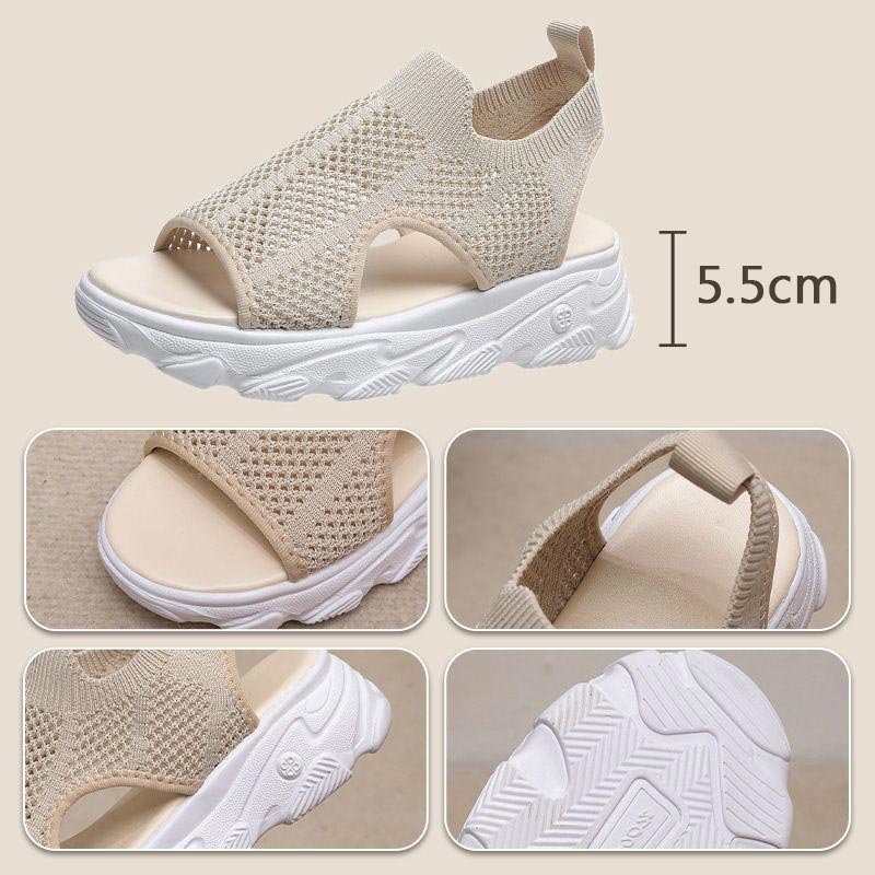 Sandalias de Plataforma de Punto Calado Casuales y Transpirables para Mujer
