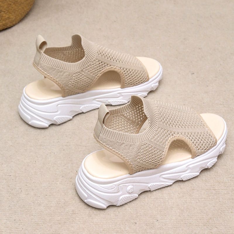 Sandalias de Plataforma de Punto Calado Casuales y Transpirables para Mujer