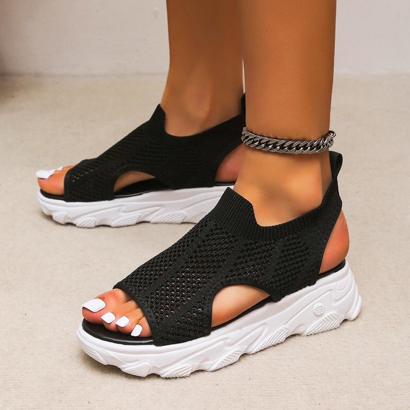 Sandalias de Plataforma de Punto Calado Casuales y Transpirables para Mujer