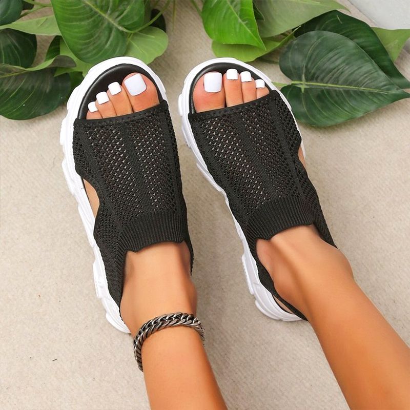Sandalias de Plataforma de Punto Calado Casuales y Transpirables para Mujer