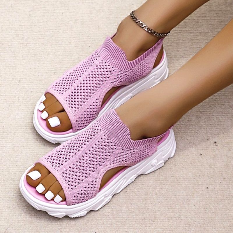 Sandalias de Plataforma de Punto Calado Casuales y Transpirables para Mujer
