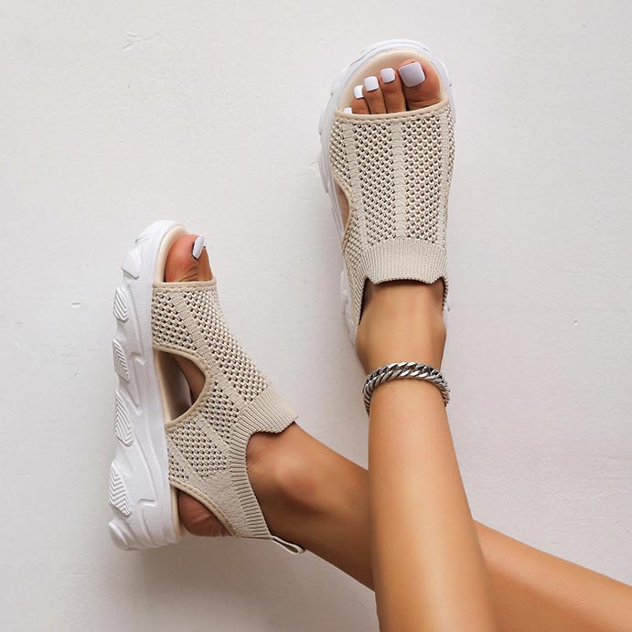 Sandalias de Plataforma de Punto Calado Casuales y Transpirables para Mujer