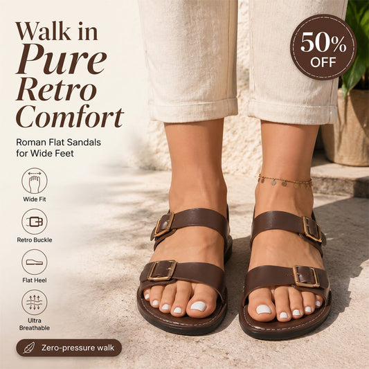 Sandalias Planas de Verano para Mujer con Doble Hebilla