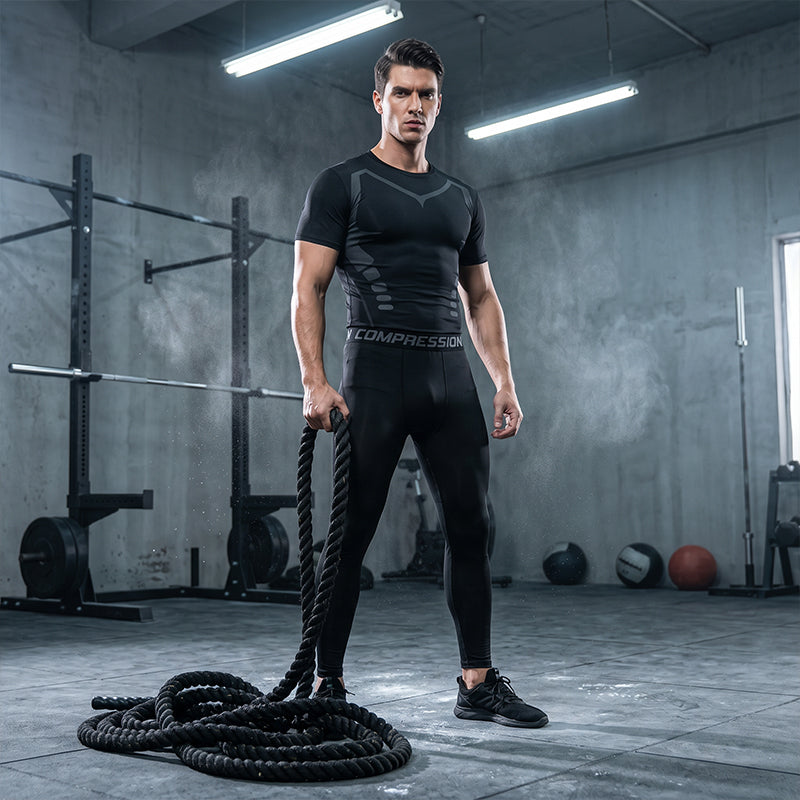 💪 LIMITED-TIME 50% OFF! 💥 Men's Quick-Dry Compression Shirt & Pants Set – 4-Way Stretch, Ice Silk Feel, Ergonomic Fit ✨