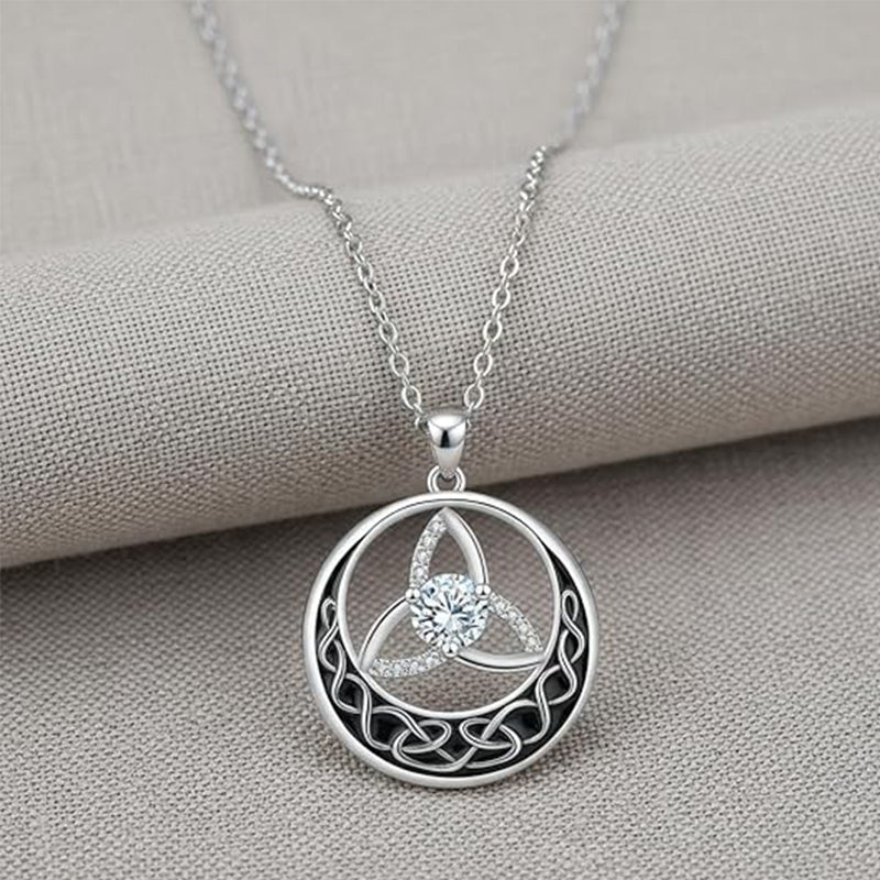 ✨ 50% OFF NOW! 💍 Vintage Celtic Knot Necklace – 925 Silver & Sparkling CZ – Timeless Symbol of Love 🎁
